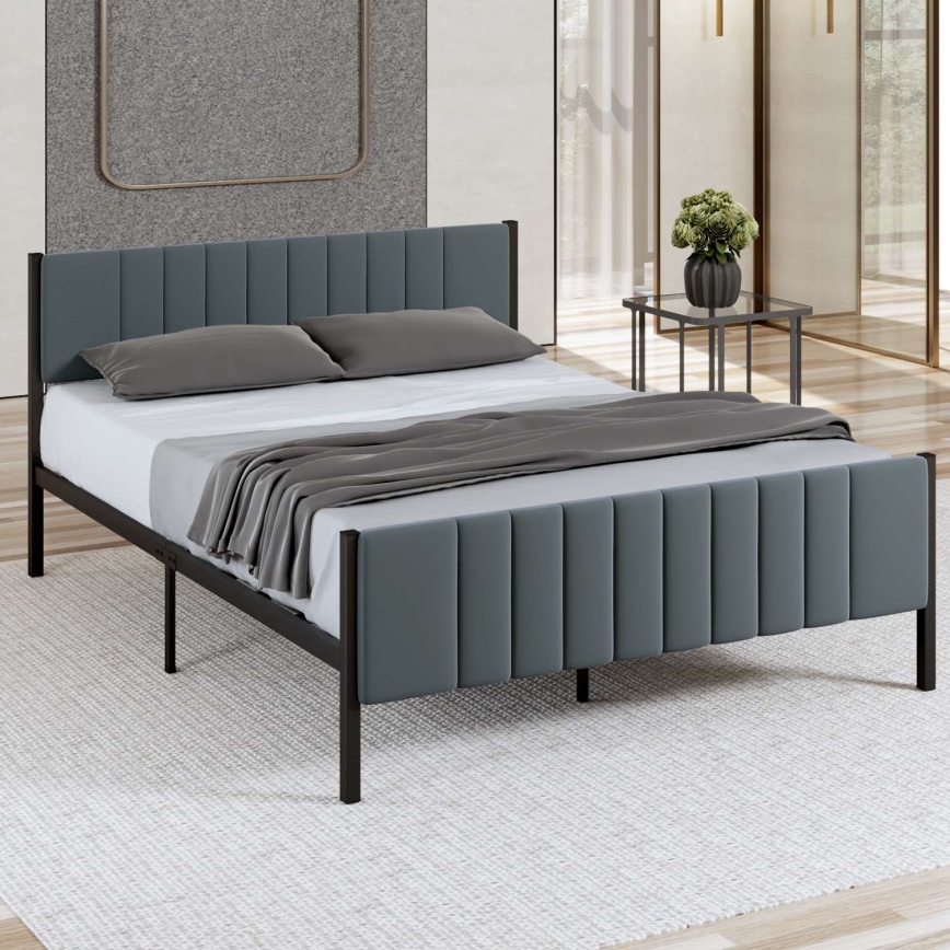 Metallsäng LUNOR 140x200 cm, antracit, maxbelastning 200 kg