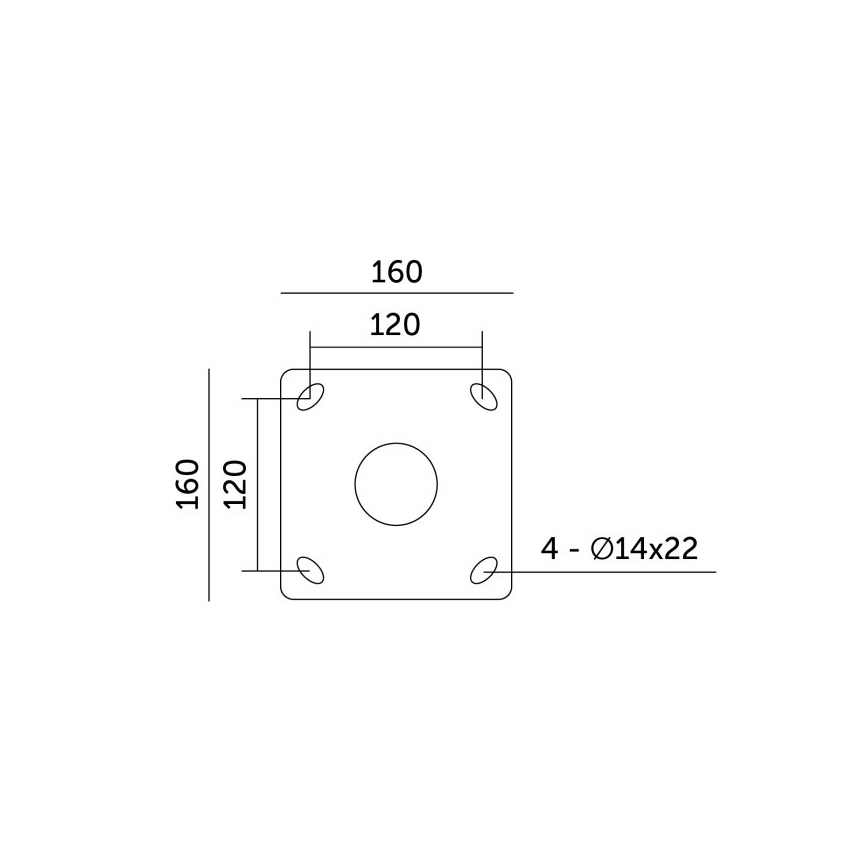 Metallstång till utomhusbelysningsstolpe BASE 4 m, Ø 60 mm, svart