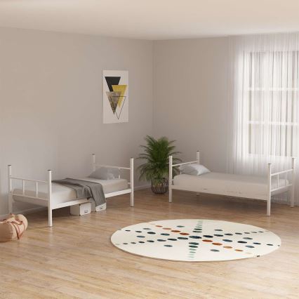 Metallvåningssäng MAVEN 90x200 cm vit, max belastning 2x100 kg