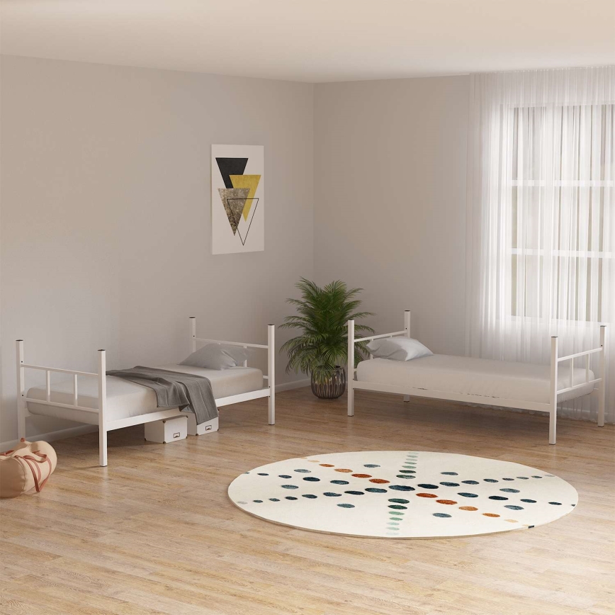 Metallvåningssäng MAVEN 90x200 cm vit, max belastning 2x100 kg