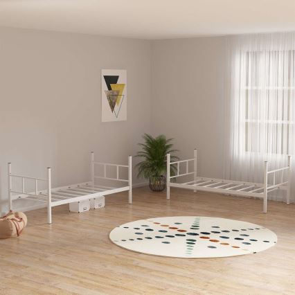 Metallvåningssäng MAVEN 90x200 cm vit, max belastning 2x100 kg