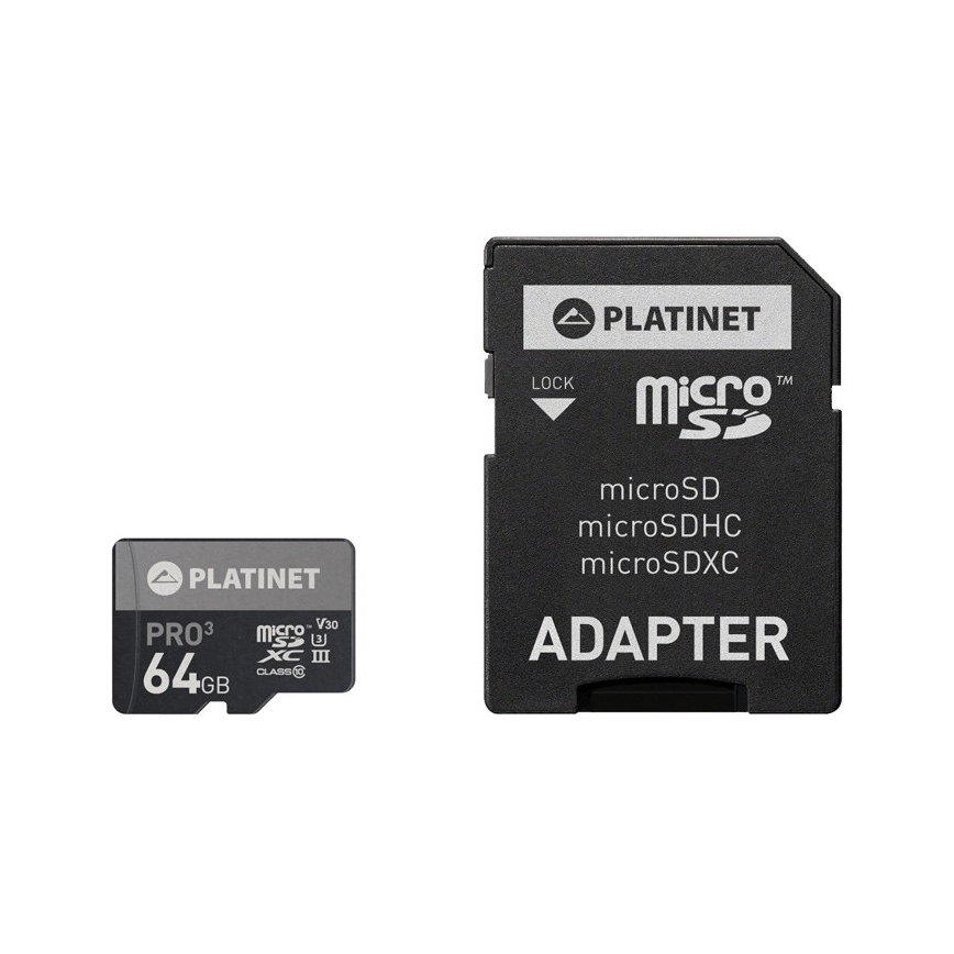 MicroSDXC 64GB U3 Pro A1 90MB/s + SD-adapter