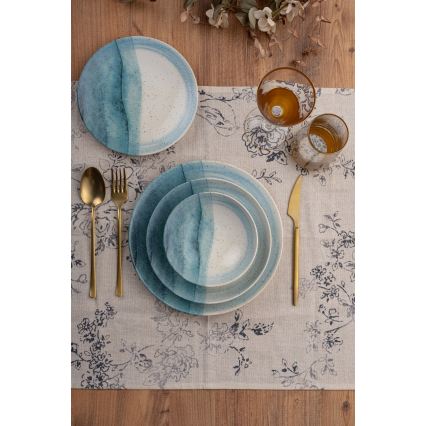 Middagservis 24 delar blå/krämfärgad/porslin