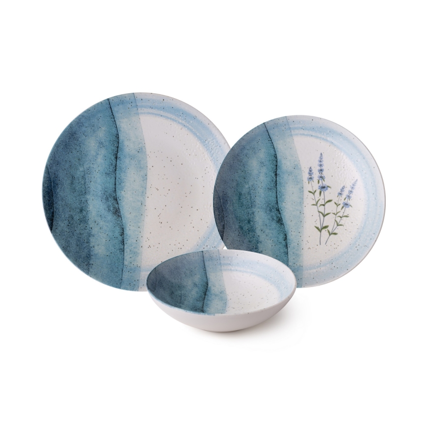 Middagservis 24 delar blå/krämfärgad/porslin