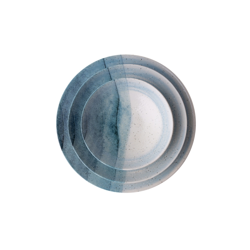 Middagservis 24 delar blå/krämfärgad/porslin