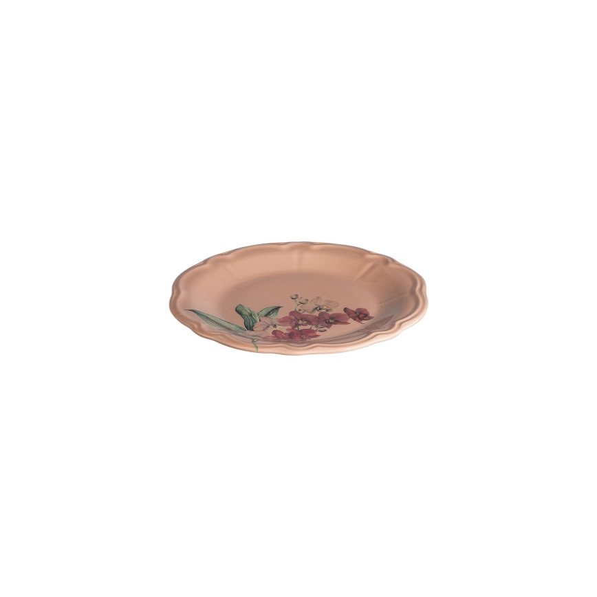 Middagservis 27 delar rosa/vit/porslin