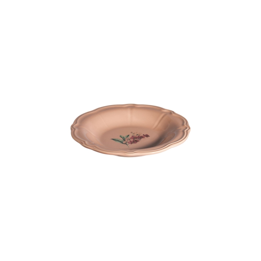 Middagservis 27 delar rosa/vit/porslin