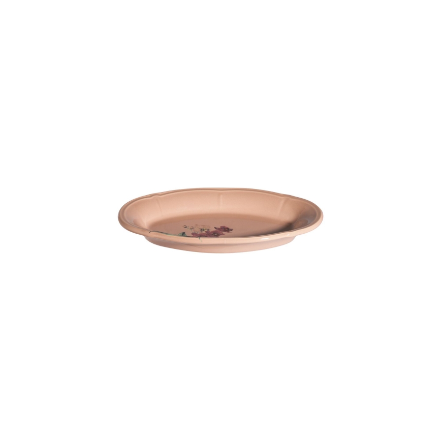 Middagservis 27 delar rosa/vit/porslin