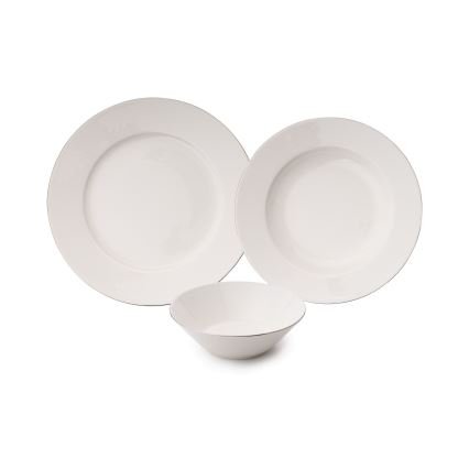 Middagsservis 18 delar vit/silver/porslin