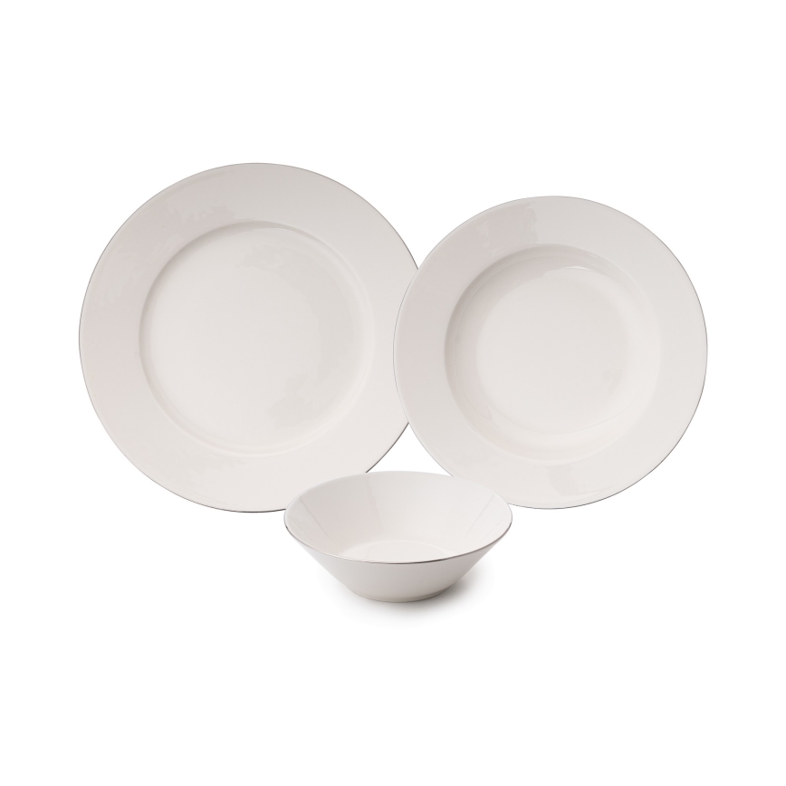 Middagsservis 18 delar vit/silver/porslin