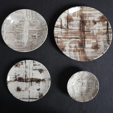 Middagsservis 24 delar, brun/vit, porslin