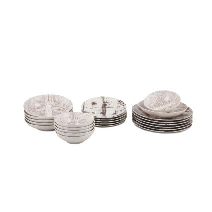 Middagsservis 24 delar, brun/vit, porslin