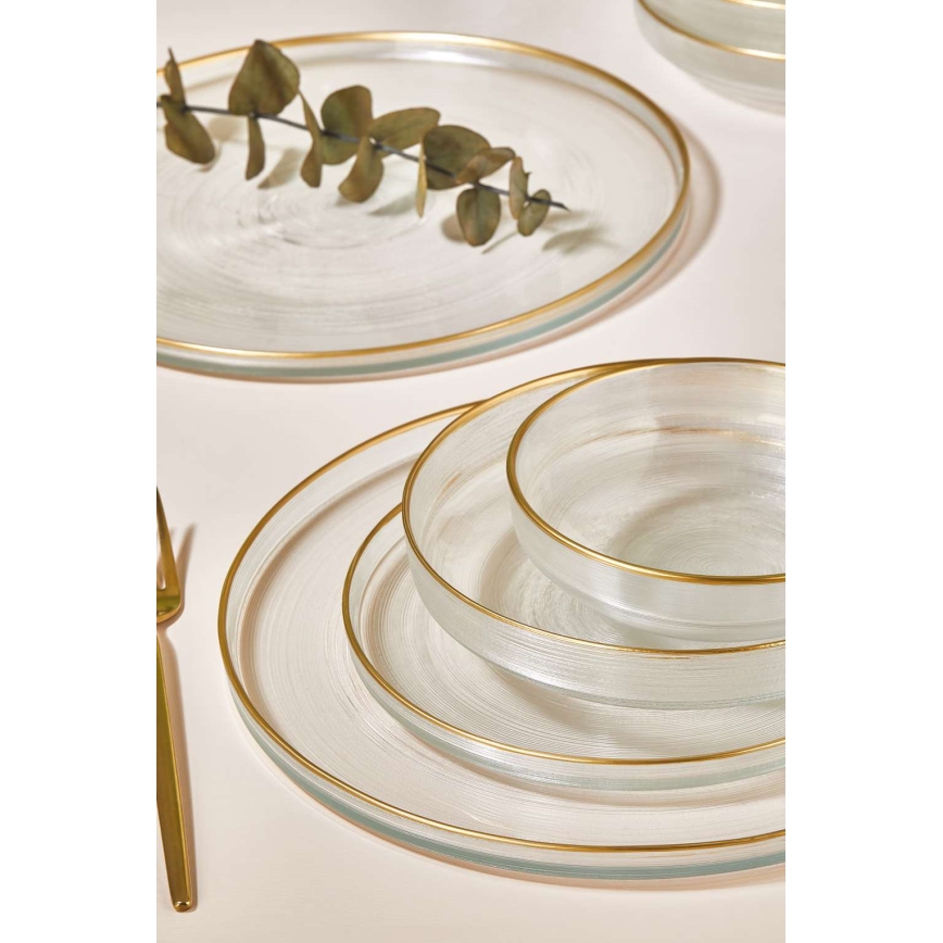 Middagsservis 24 delar klar/guld/glas