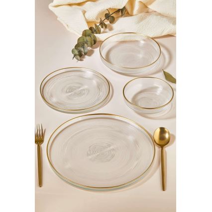 Middagsservis 24 delar klar/guld/glas