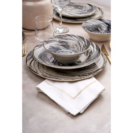Middagsservis 24 delar svart/beige/keramik