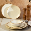 Middagsservis 24 delar vit/beige/porslin