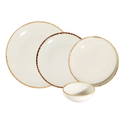 Middagsservis 24 delar vit/beige/porslin