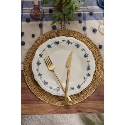 Middagsservis 24 delar vit/blå/porslin