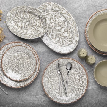 Middagsservis, 29 delar, brun/grön, porslin