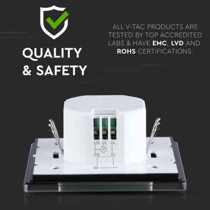 Mikrovågsrörelsesensor 180° 300W/230V svart