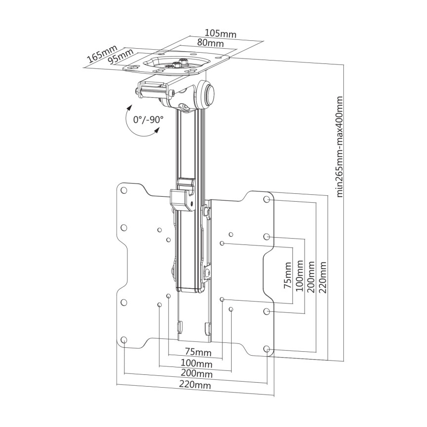 MK FLORIA MKF-17DS220 - Takfäste för TV 46 svart