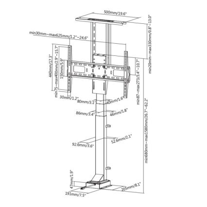 MK FLORIA MKF-19DM648 - Golvhållare för tv 37-65 svart SCHUKO + fjärrkontroll