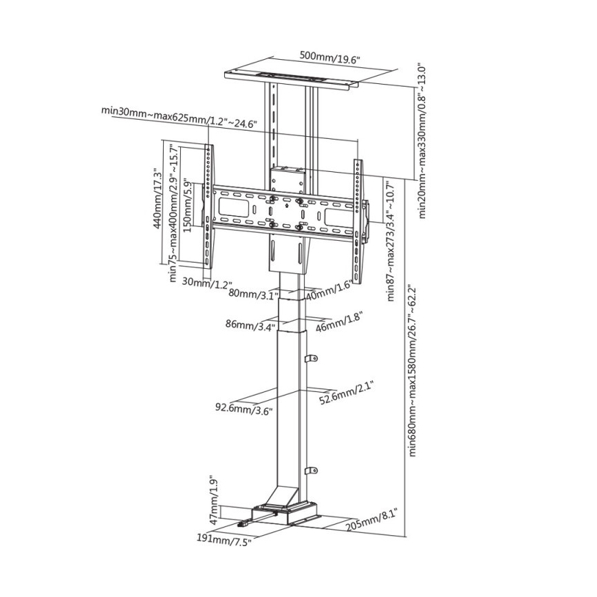 MK FLORIA MKF-19DM648 - Golvhållare för tv 37-65 svart SCHUKO + fjärrkontroll