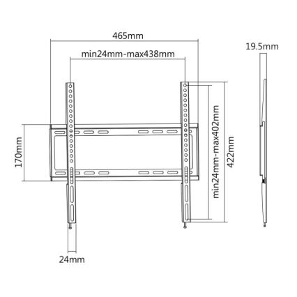 MK FLORIA MKF-20DF447 - Fast väggfäste för TV 65 svart