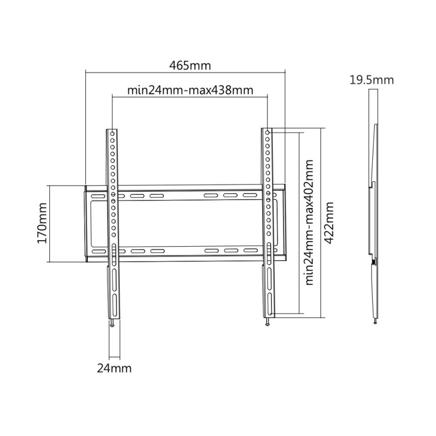 MK FLORIA MKF-20DF447 - Fast väggfäste för TV 65 svart