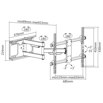 MK FLORIA MKF-20DP646 - Vägghållare för TV med fog 80 svart