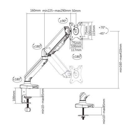 MK FLORIA MKF-21DP113S2 - Justerbart skärmfäste för 32 svart