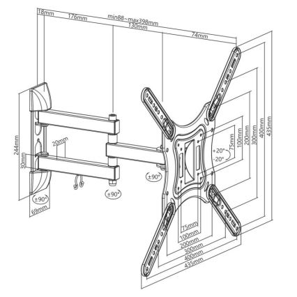 MK FLORIA MKF-23DP444 - Vägghållare för TV med fog 65 svart