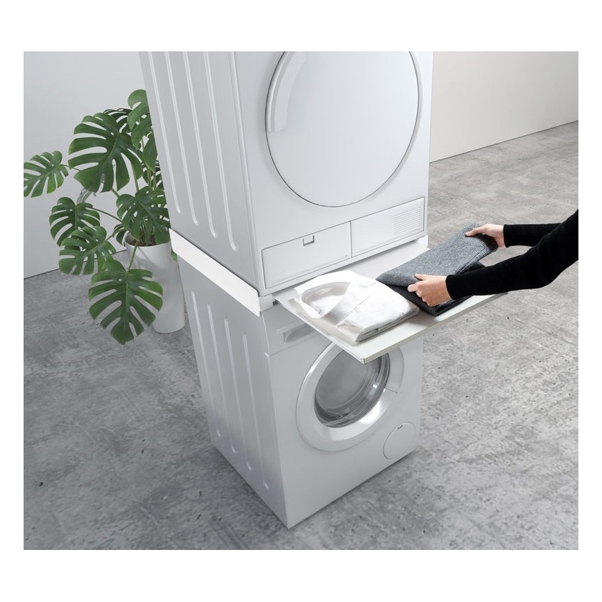 MK FLORIA MKF-23MZ601 - Staplingssats för tvättmaskin och torktumlare med utdragbar hylla 60 cm vit