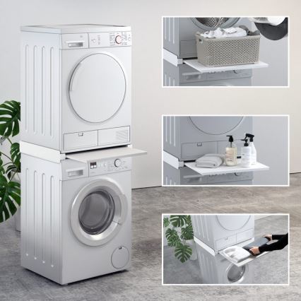 MK FLORIA MKF-23MZ601 - Staplingssats för tvättmaskin och torktumlare med utdragbar hylla 60 cm vit