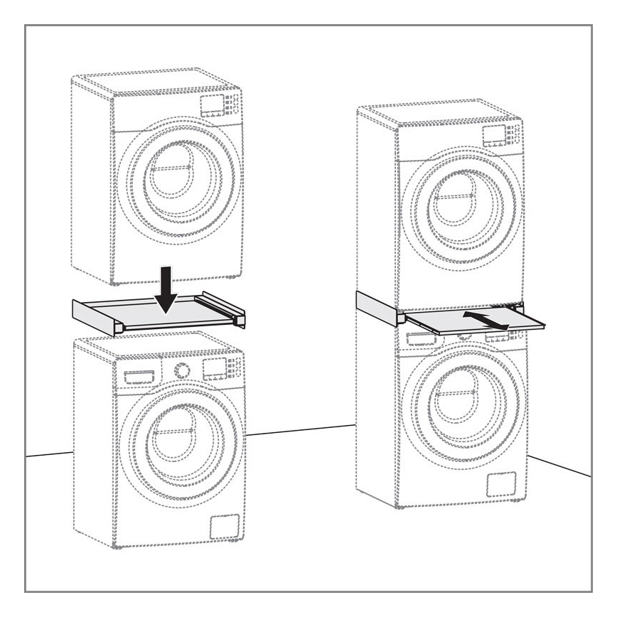 MK FLORIA MKF-23MZ601 - Staplingssats för tvättmaskin och torktumlare med utdragbar hylla 60 cm vit