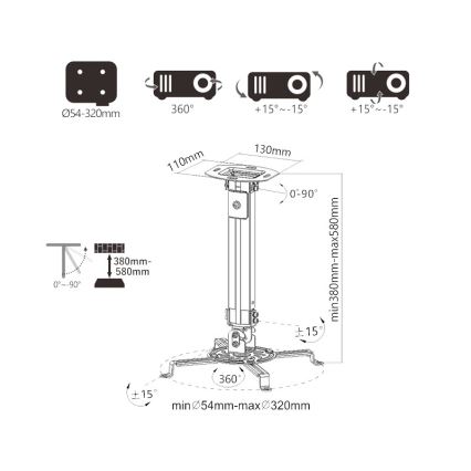 MK FLORIA Superior SUPSTV013 - Takfäste för projektor, svart