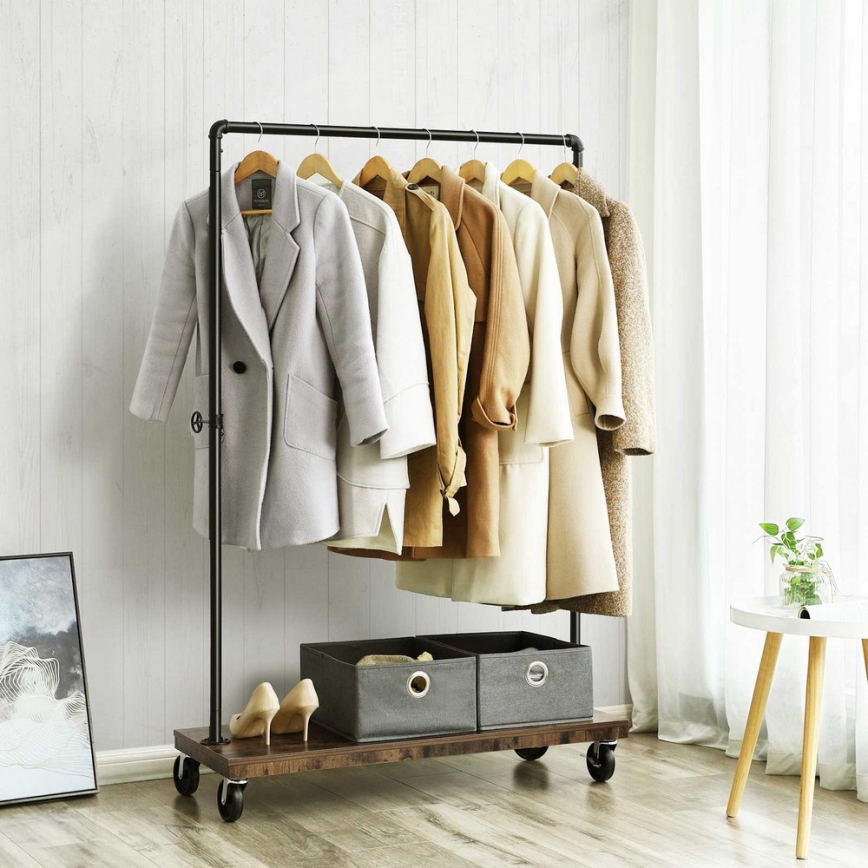 Mobil fristående klädhängare LINEA brun/svart