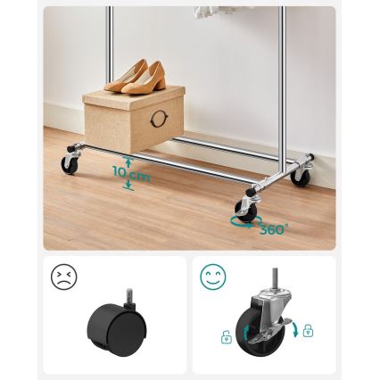 Mobil fristående klädhängare LINEA i silver