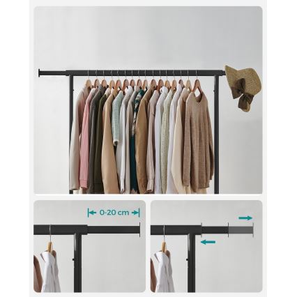 Mobil fristående klädhängare LINEA, svart