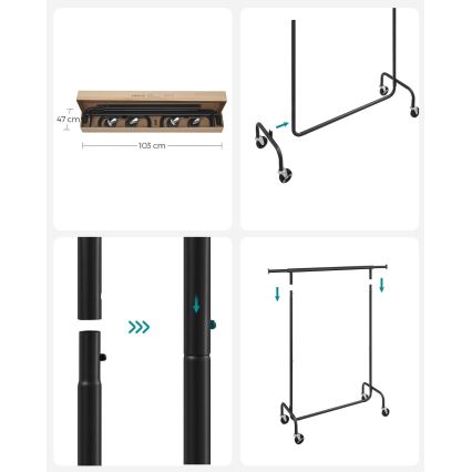 Mobil fristående klädhängare LINEA, svart
