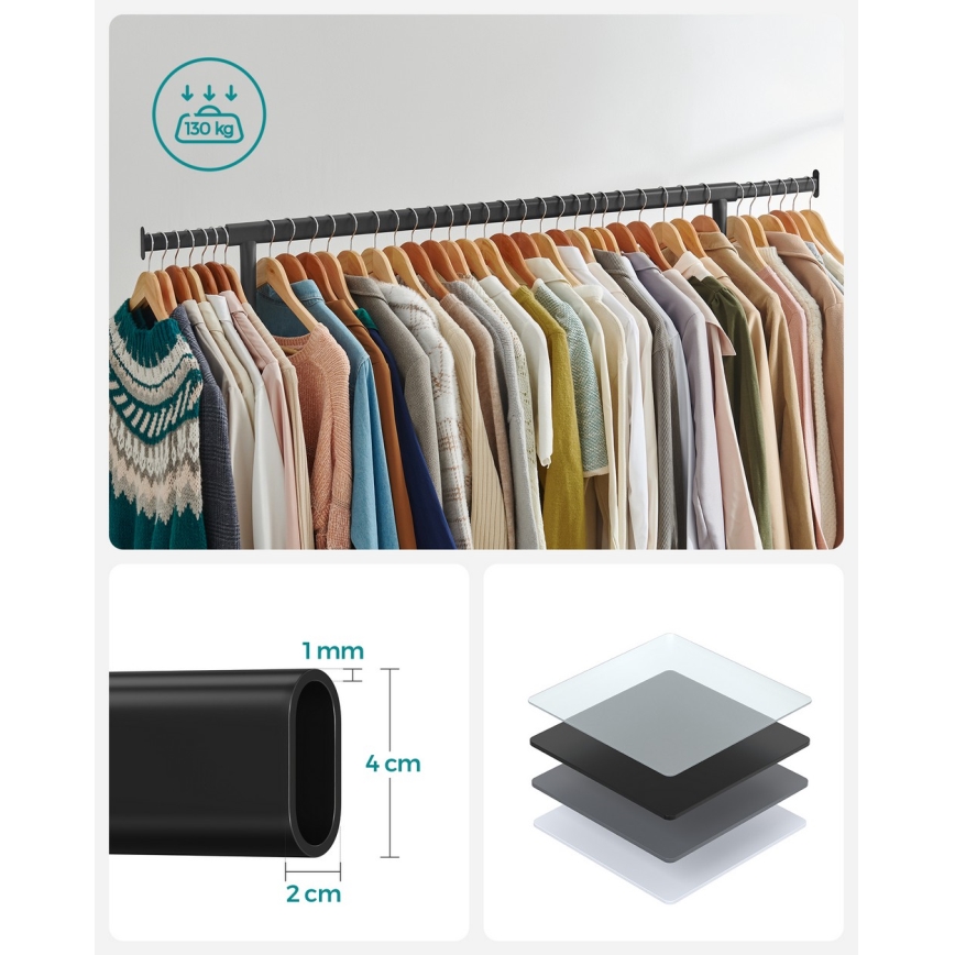 Mobil fristående klädhängare LINEA, svart