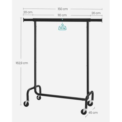 Mobil fristående klädhängare LINEA, svart