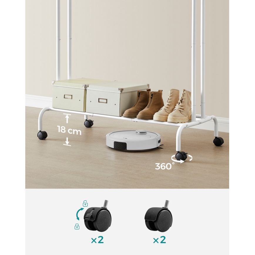 Mobil fristående klädhängare LINEA, vit
