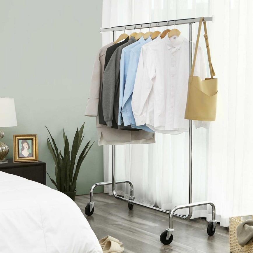 Mobil klädställning JEAN 110/150x160x45 cm, silverfärgad