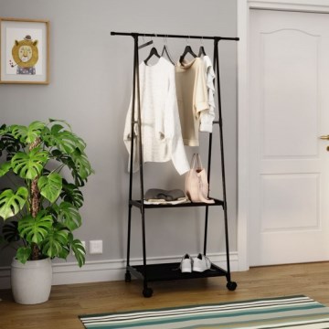 Mobil metallklädhängare med hyllor OLAZEN 157x85 cm svart
