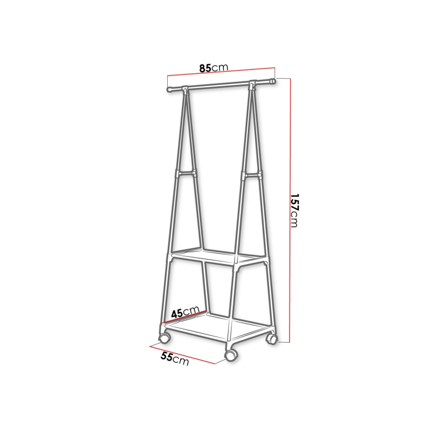 Mobil metallklädhängare med hyllor OLAZEN 157x85 cm svart