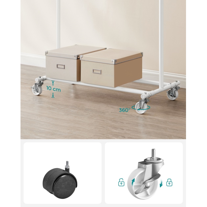 Mobilt fristående klädställ LINEA vit