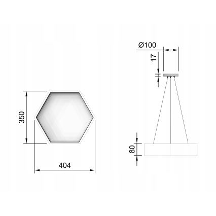 Modern LED-pendel på vajer, 20W/230V, svart
