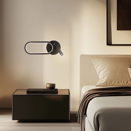 LED Vägglampa MONET LED/13W/230V + LED/2W 3000/4000/6000K svart