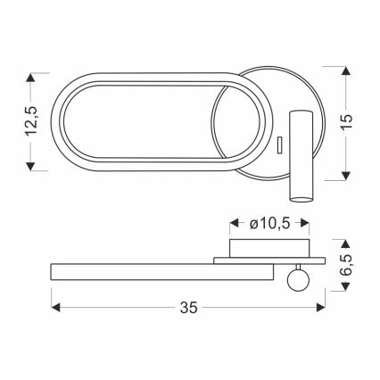 LED Vägglampa MONET LED/13W/230V + LED/2W 3000/4000/6000K svart